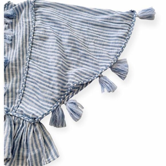 MISA Los Angeles  Seta Blue Striped Top with Tassels,  Size S - Picture 11 of 16